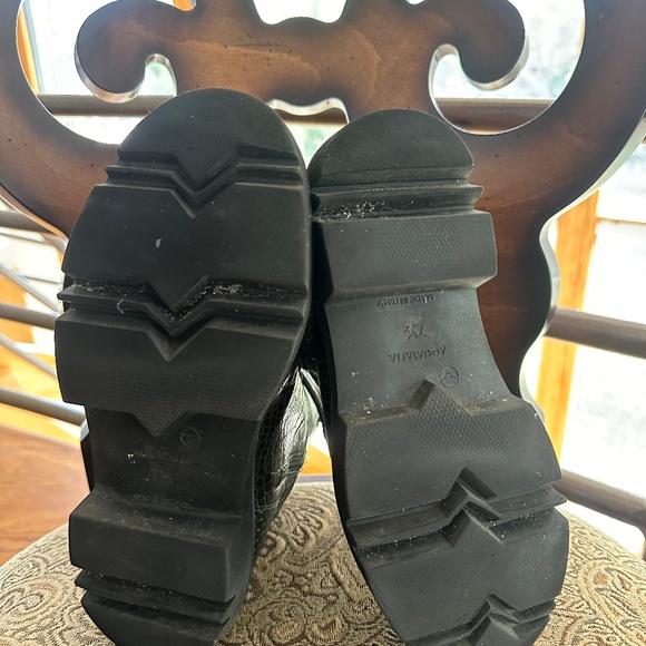 Aquatalia Hana Green Croc Embossed Leather Combat Boot - Picture 3 of 4